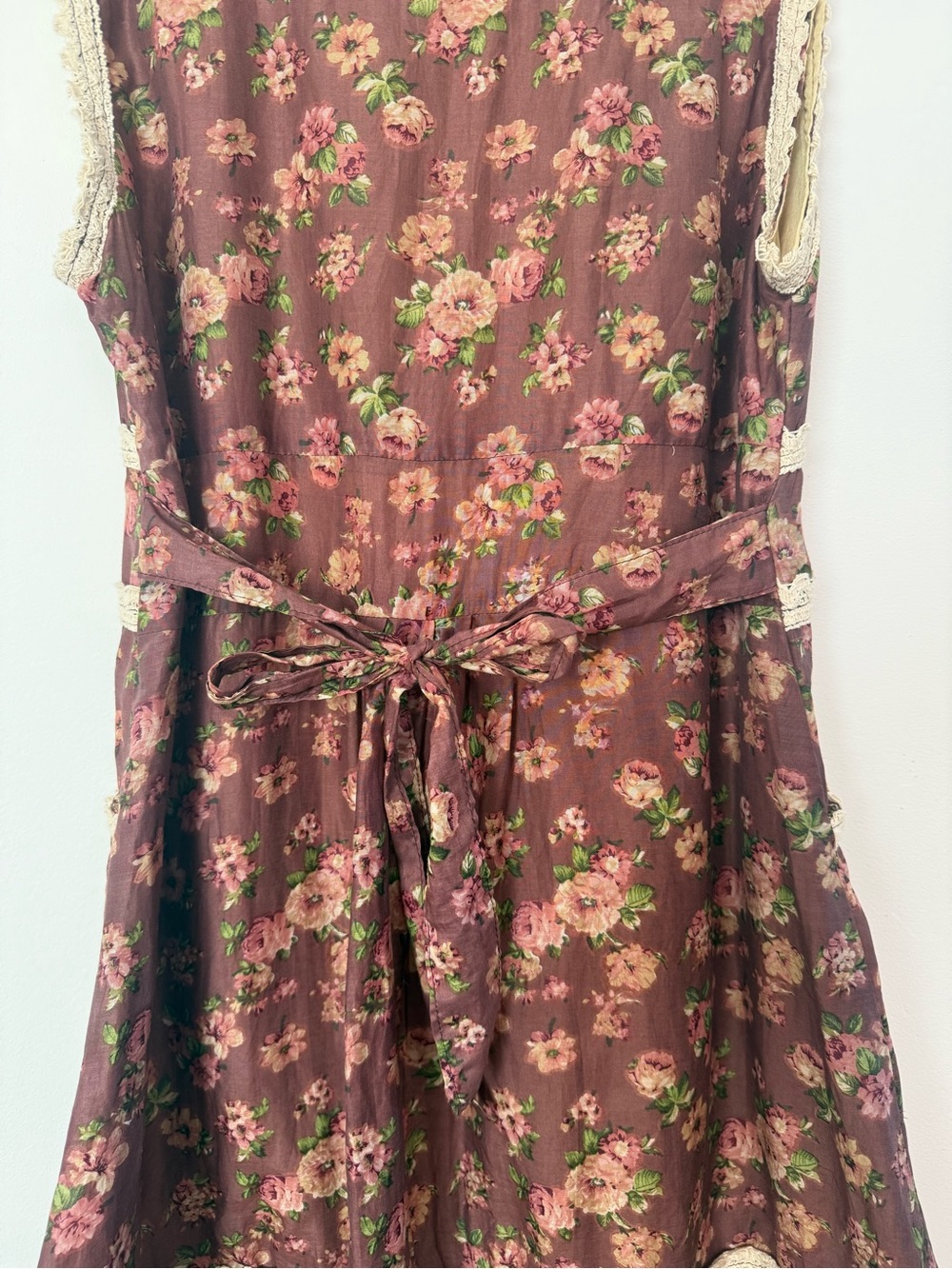 Prairie Floral Cottagecore Dress Size S Lace Trim Rose Print Boho Romantic - Picture 8 of 10